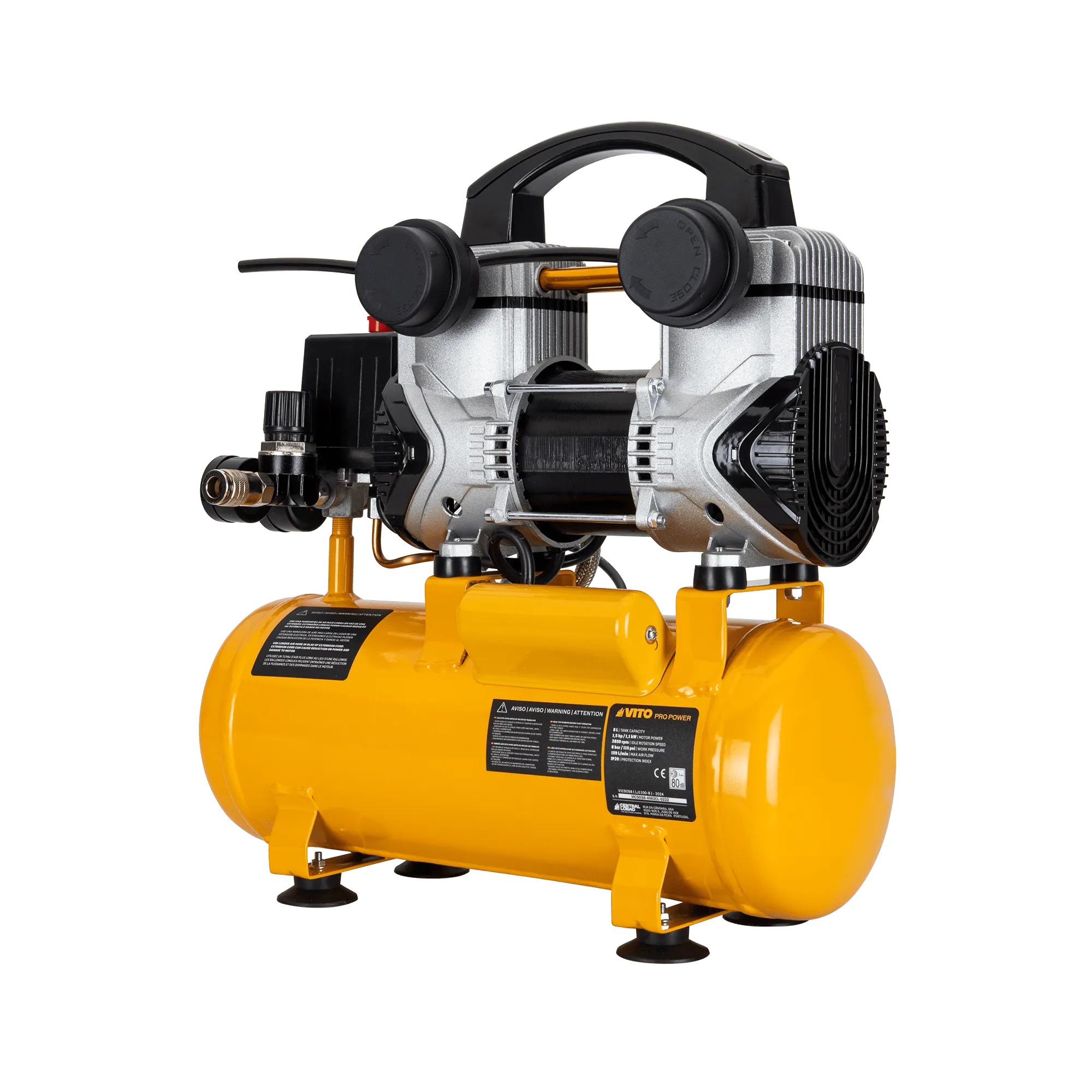 VICSOS8 | Silent Oil-Free Air Compressor 8L 8 Bar 1.5Hp | VITO