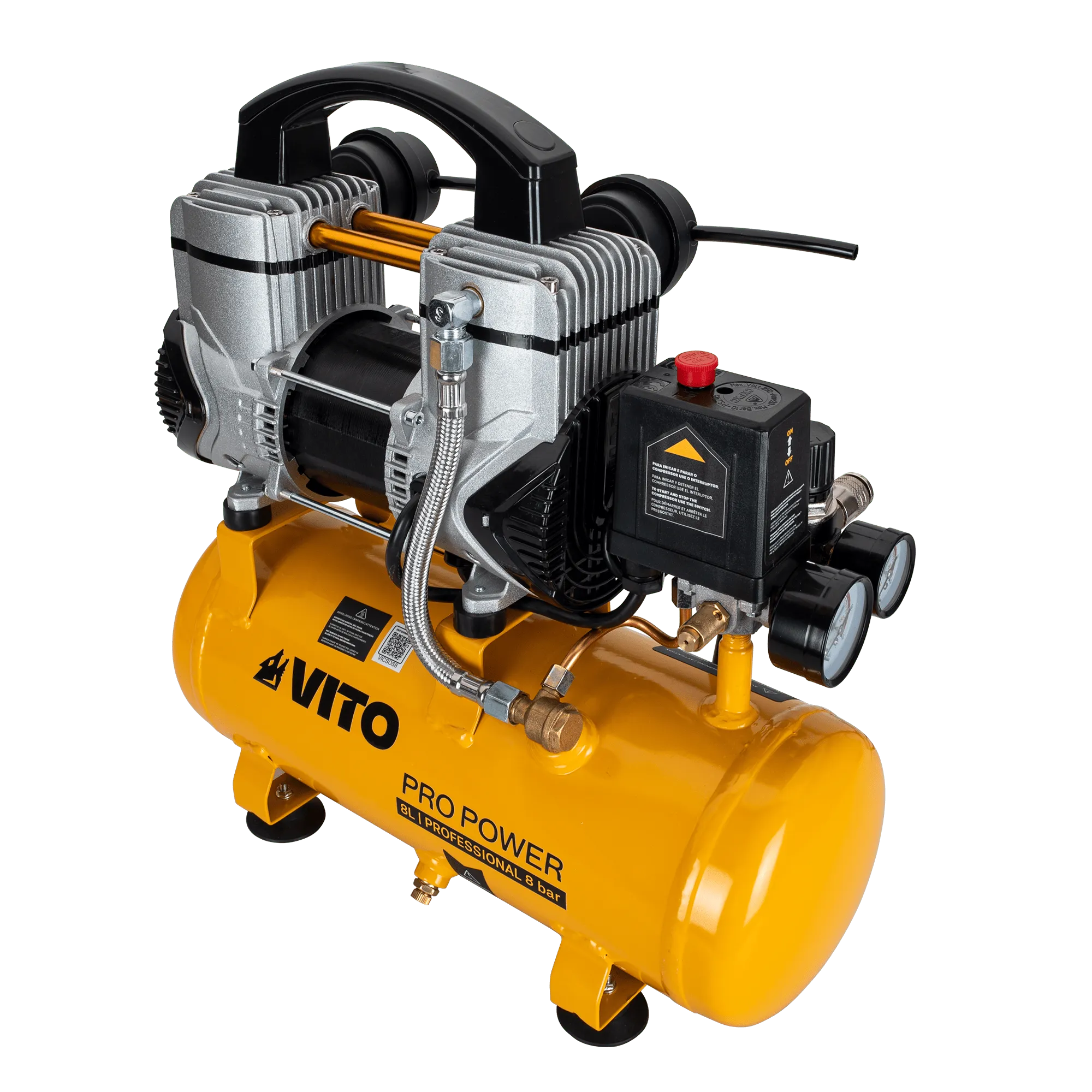 VICSOS8 | Silent Oil-Free Air Compressor 8L 8 Bar 1.5Hp | VITO