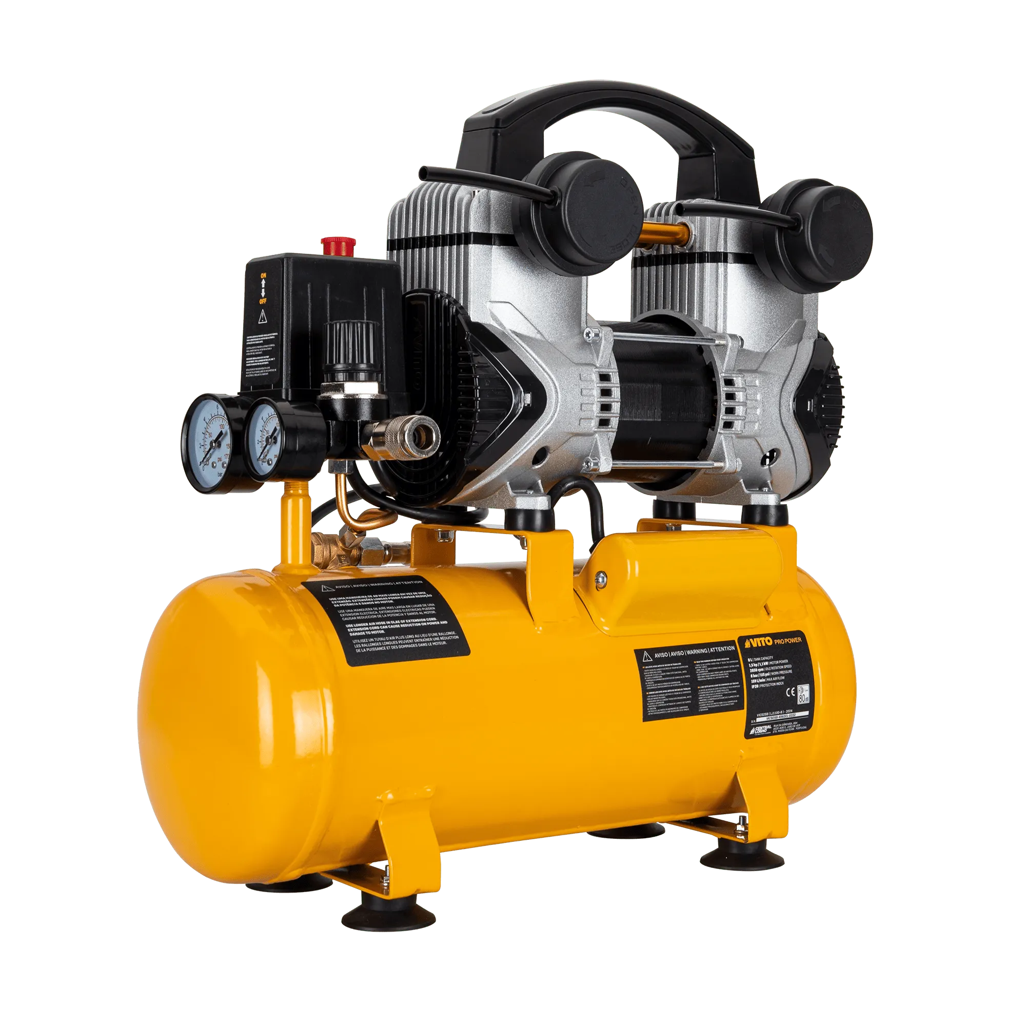 VICSOS8 | Silent Oil-Free Air Compressor 8L 8 Bar 1.5Hp | VITO