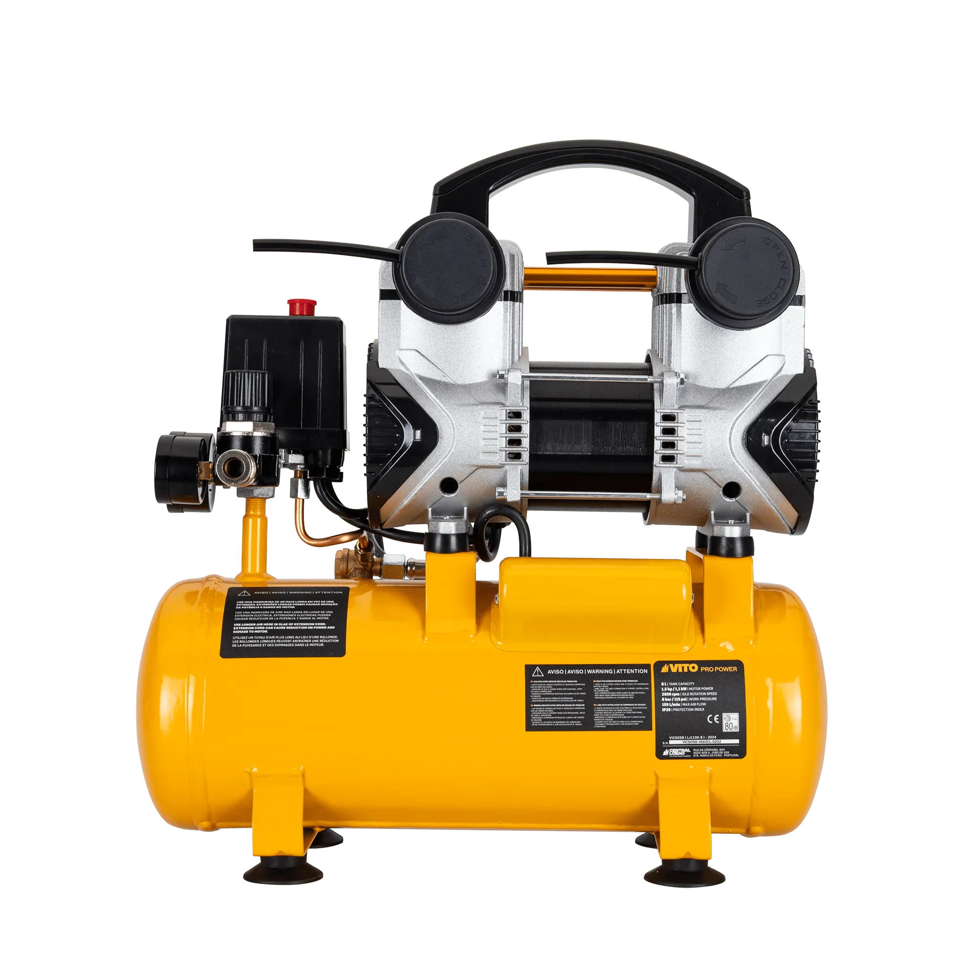 VICSOS8 | Silent Oil-Free Air Compressor 8L 8 Bar 1.5Hp | VITO